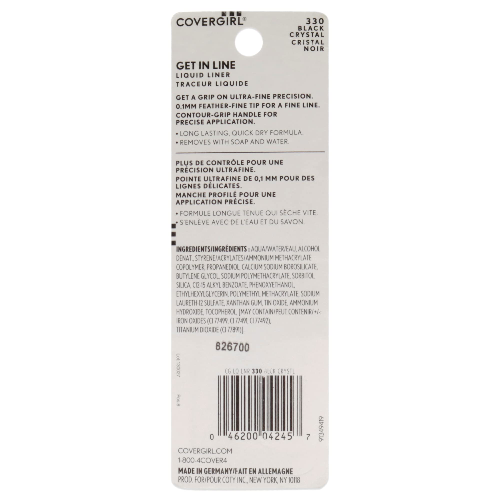 COVERGIRL Get In Line Liquid Eyeliner, Black Crystal, 0.04 Pound (packaging may vary)